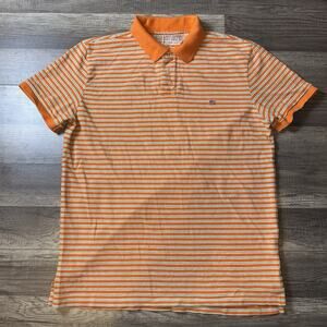 Vintage Polo Jeans Co Ralph Lauren Orange Striped Polo Shirt Y2K USA Flag size M